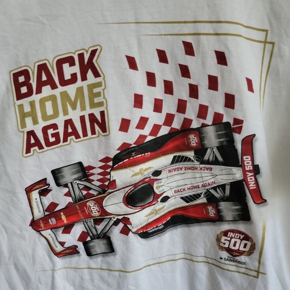 NWT Indycar 2022 Indy 500 White Short Sleeve With The Starting Grid On Back - Picture 5 of 9